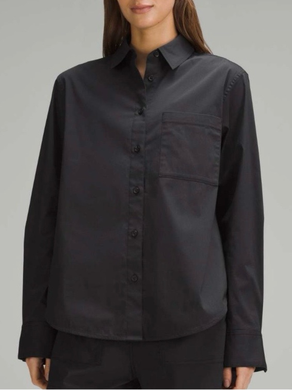 Lululemon Relaxed-Fit Cotton-Blend Poplin Button-Down Shirt Black Size S